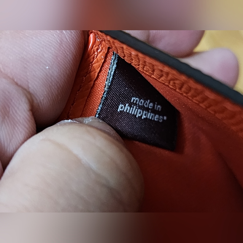 Coach Trifold Snap Small Wallet Coin Orange Crossgrain Pebbled Leather Zipper - Picture 9 of 11